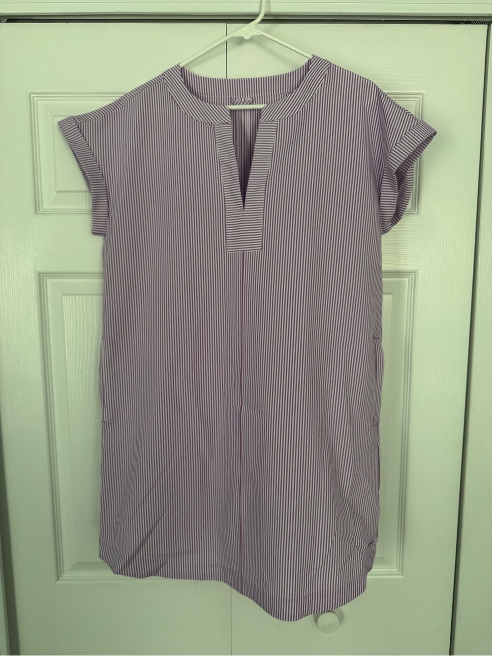 Vineyard Vines Lavender & White Striped Cap-Sleeve Tunic